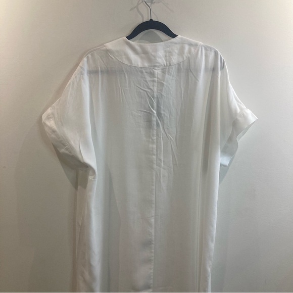 H&M Sz M 100% Lyocell V-Neck Front Pleat Short Sleeve Beach Cover Up Kaftan NEW - Picture 14 of 16